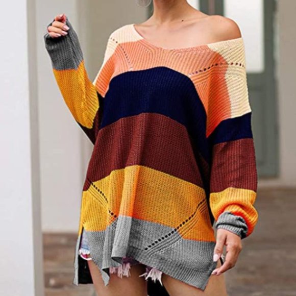 NWT Colorblock Oversized Thick Cable Knit Sweater - Picture 6 of 6